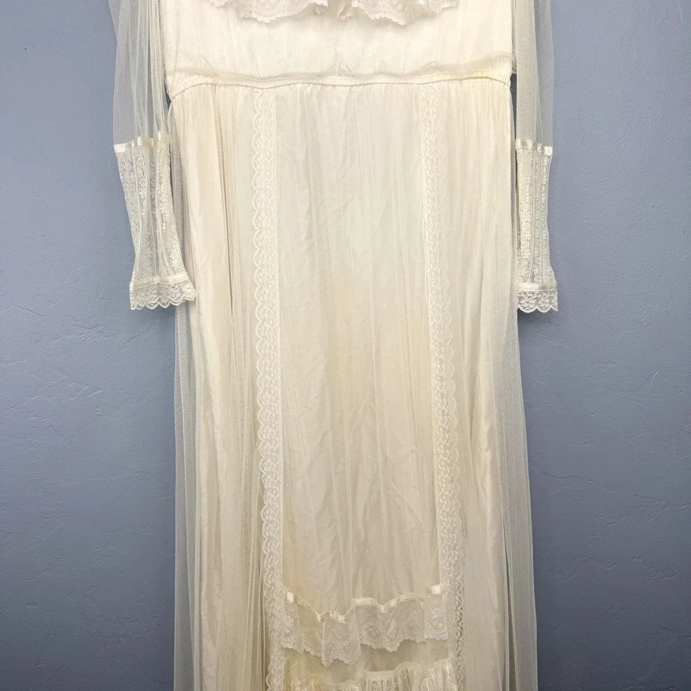 Gunne Sax by Jessica McClintock Vintage Lace Wedding Dress Ivory Maxi Boho 70s - Picture 9 of 16